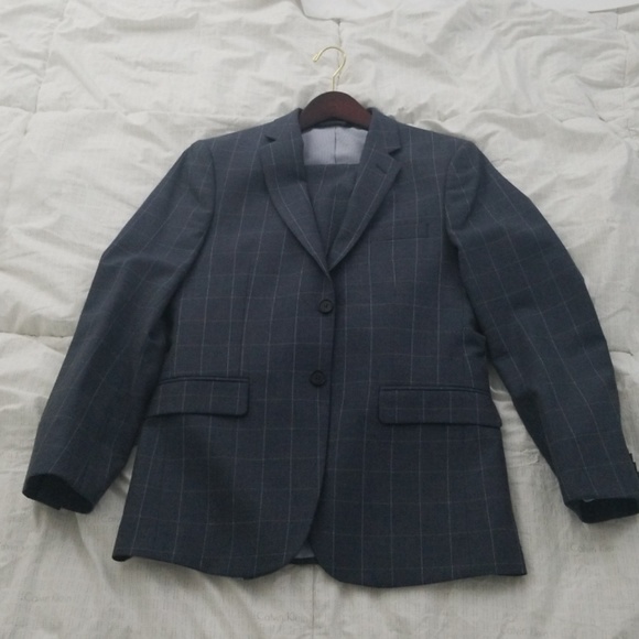 Banana Republic checkered blue suit 38s 30x30 pant